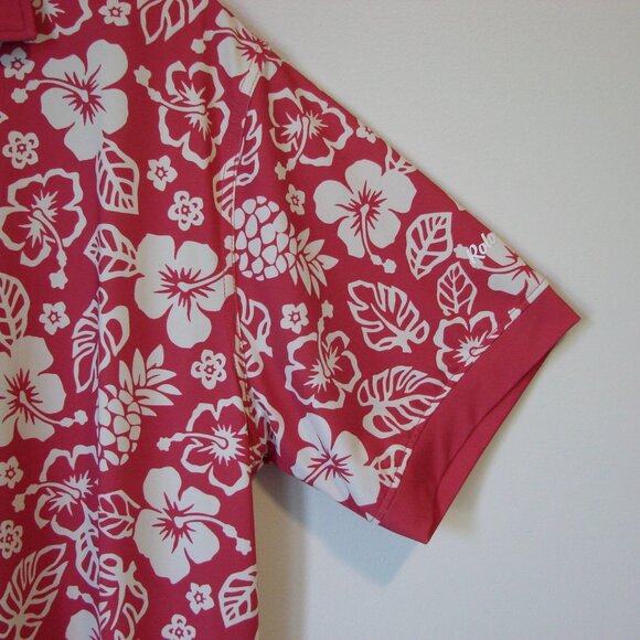 Rolo Golf Polo Shirt Raspberry Hawaiian Floral Print Short Sleeve Size XXL - Picture 5 of 12